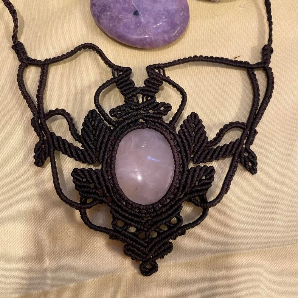 Rose Quartz Macrame Necklace